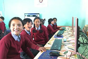 Students using computers